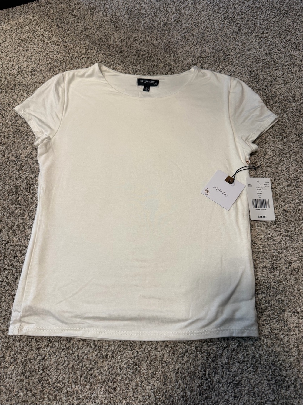 Originality Women's Short Sleeve Crew Tee in Ivory